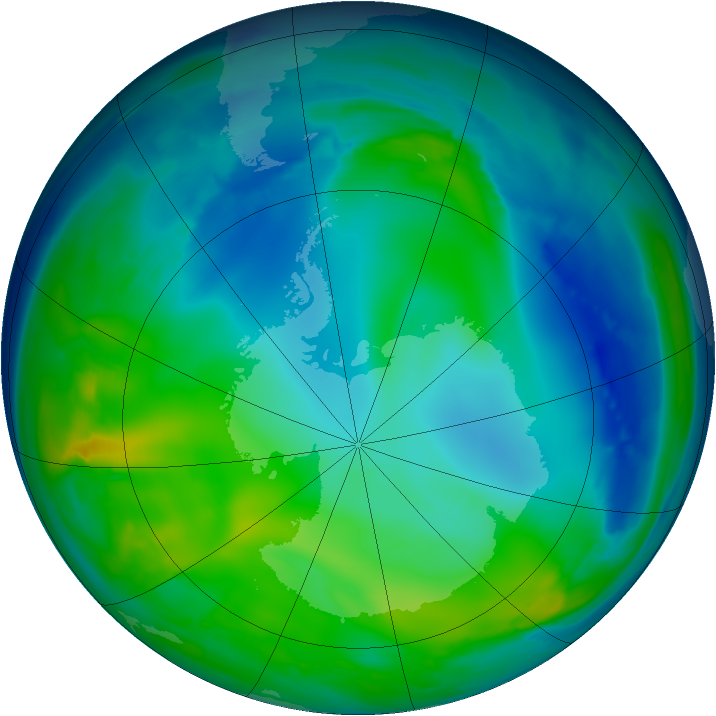 Antarctic ozone map for 01 June 2008